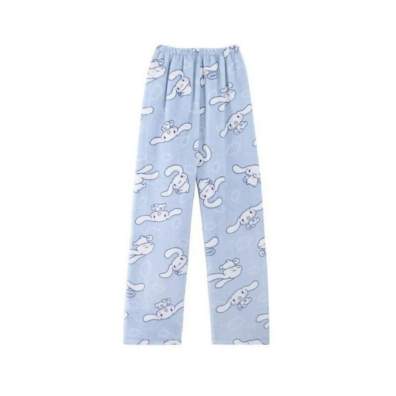 New Sanrio Cinnamoroll Sleep Bottoms Women Autumn Winter Plush Flannel Pants Thicken Kawaii Furry Coral Fleece Home Pant