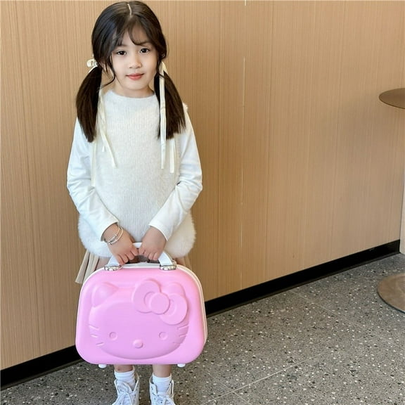 New Sanrio Hello Kitty 20-inch Suitcase 14-inch Cosmetic Case Children's Fashion Suitcase Outing Storage Box Thickened Gift