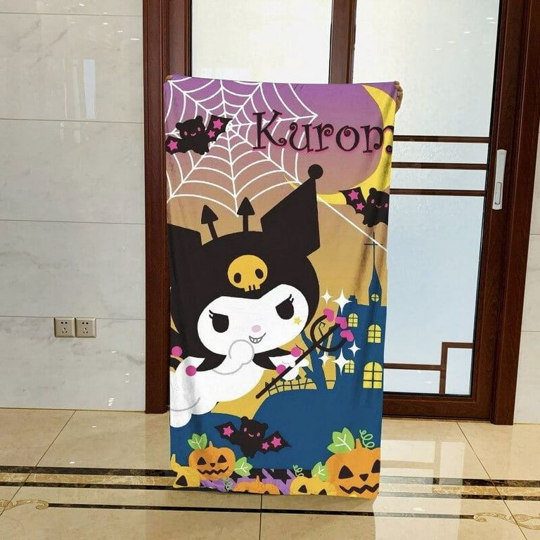 New Sanrio Hello Kitty Halloween Ghost Plush Blanket Kawaii Anime Cinnamoroll Kuromi Soft Shawl Holiday Tapestry Decoration Gift, Women's, Size