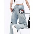 thumbnail image 1 of New Sanrio Hello Kitty Jeans Kawaii Woman High Waist Blue Denim Y2k Fashion Baggy Pants Autumn Winter Streetwear Wide Clothes, 1 of 14