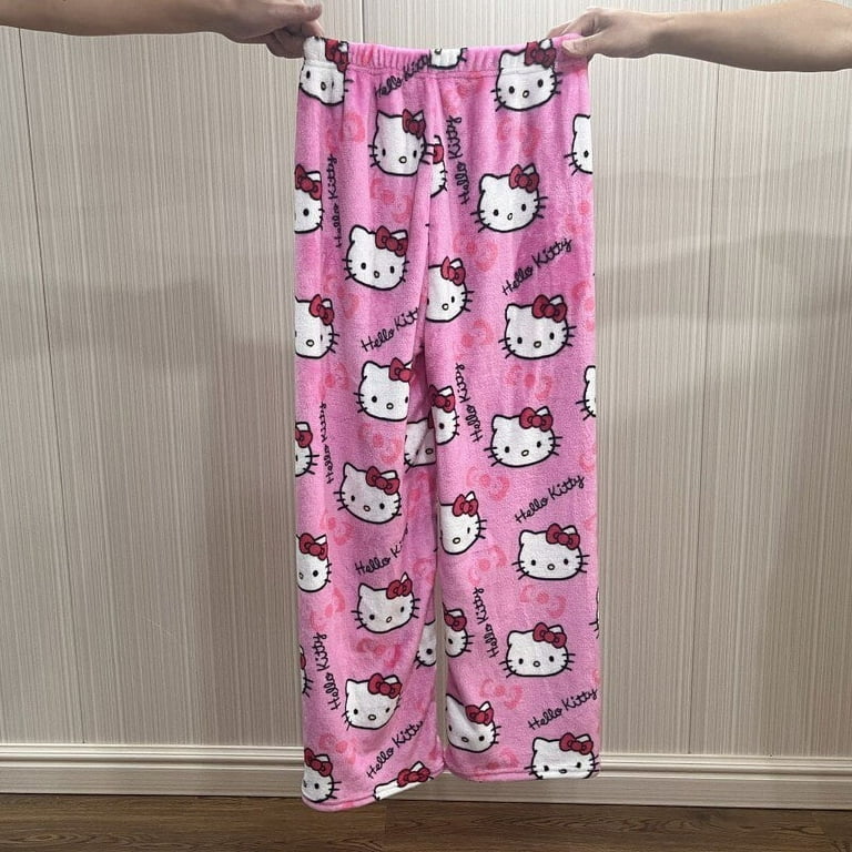 Sanrio Hello Kitty Pajamas Pants Halloween Flannel Home Pants Autumn  Trousers
