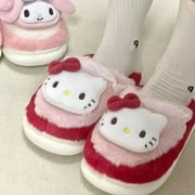 New Sanrio Hello Kitty Shoes Cartoon Anime Warm Women Winter Cinnamoroll Home Y2k Cute Melody Plush Designer Living Room Shoes