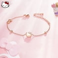 thumbnail image 1 of New Sanrio Kawaii Anime Hellokitty Bracelet Rose Gold Diamond Jewelry Cute Cartoon Simple Bowknot Adjustable Bracelet Girl Gift, 1 of 6