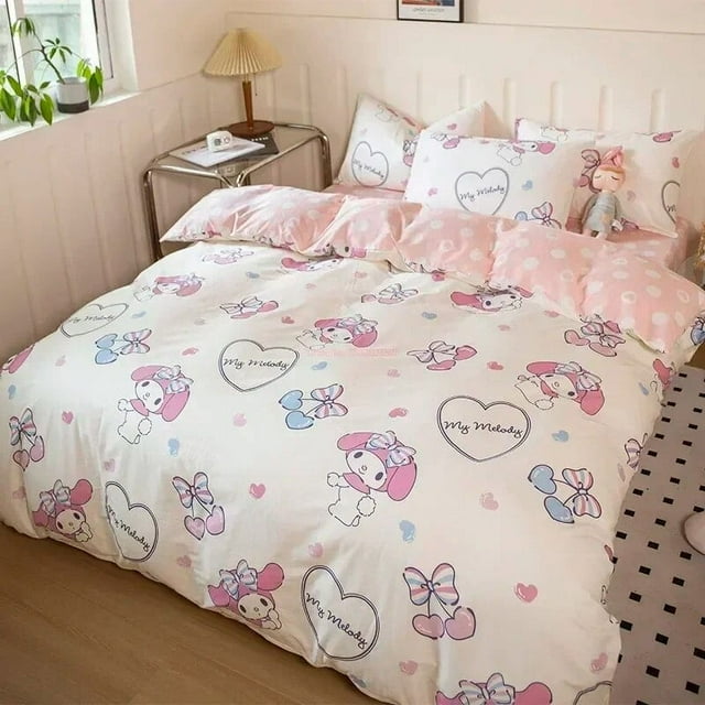 New Sanrio Kuromi Bedding Set Cinnamoroll Hello Kitty My Melody Duvet ...