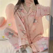 New Sanrio My Melody Pajamas Women Spring Autumn Cute Korean Fashion Long Sleeve Sleepwear Cartoon Pink Pajama Sets Home Clothes