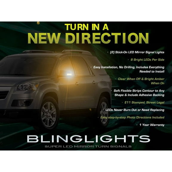 New Saturn Outlook LED Side Mirrors Turn Signal Lights Blinker Accent Signal Lamps