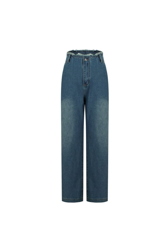 New !ChaoHeng Wide Legs Pants Women Fashion Women's Button Zipper Pockets Length Pants Jeans