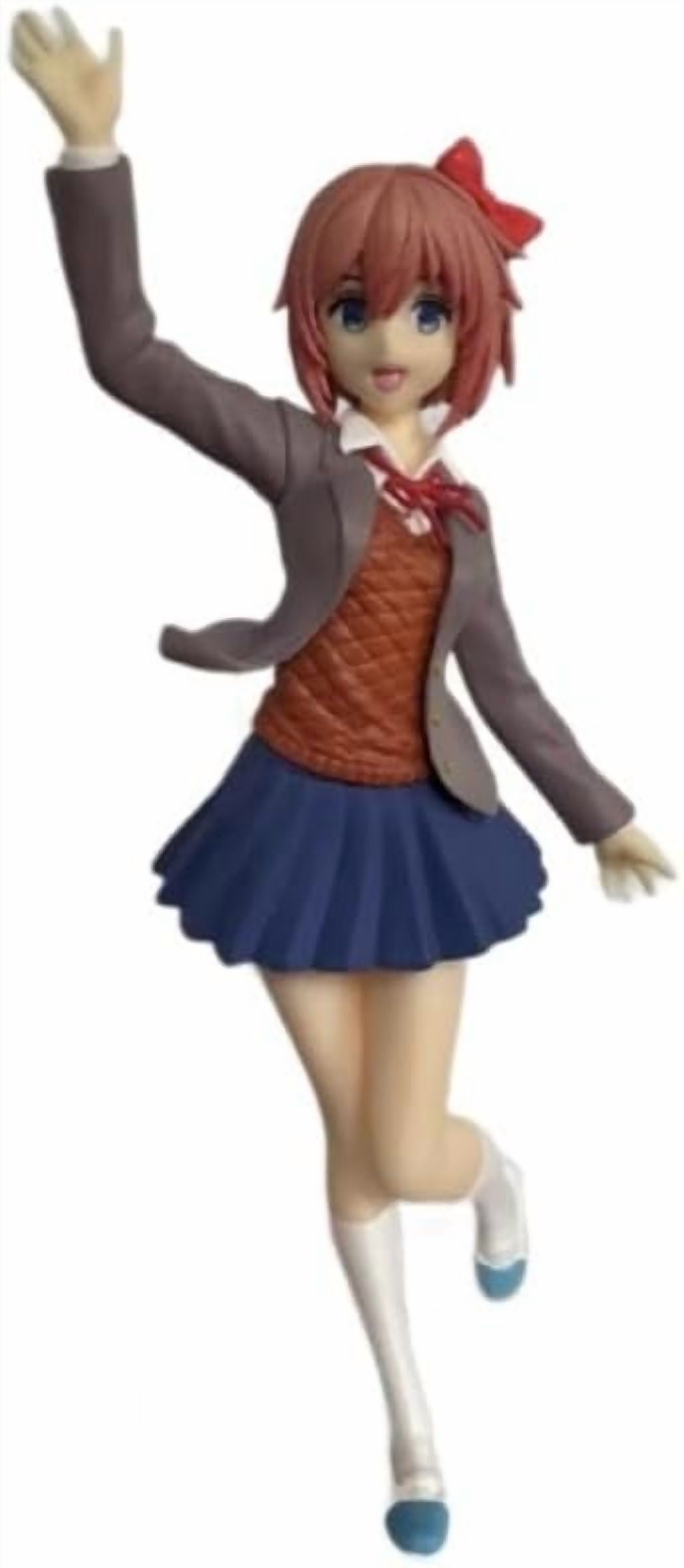 New Sayori Figure, Standing red Short Hair Sayori Anime Figures 18cm/7.1inch Handmade PVC Game Character Model Statue Collectible Craft Gift