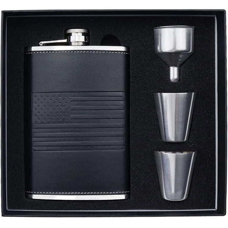 https://i5.walmartimages.com/seo/New-Scale-Hip-Flask-Set-8-Oz-Flasks-Liquor-Men-Funnel-2-Cups-18-8-Stainless-Steel-Alcohol-Drinking-Great-Gift-Box-Black-Leather_64256db4-4001-401f-af10-5ff9397add0e.12c2ca14d2f56164eb66fa7a6a757358.jpeg?odnHeight=768&odnWidth=768&odnBg=FFFFFF