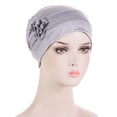 thumbnail image 1 of New Scarf Cap Flower Turban Cancer Chemo Beanies Cap Turban Hats Women  Hijab Headwrap Headwear GRAY, 1 of 7