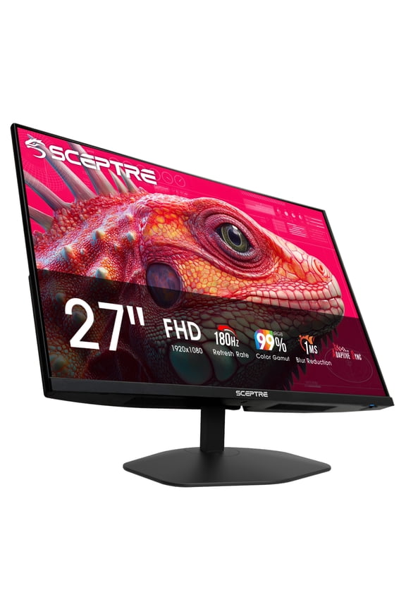New! Sceptre 27-inch Prime Gaming Monitor DisplayPort x2 180Hz HDMI x2 180Hz Build-in Speakers, Machine Black 2027 (E275B-FW180T series)