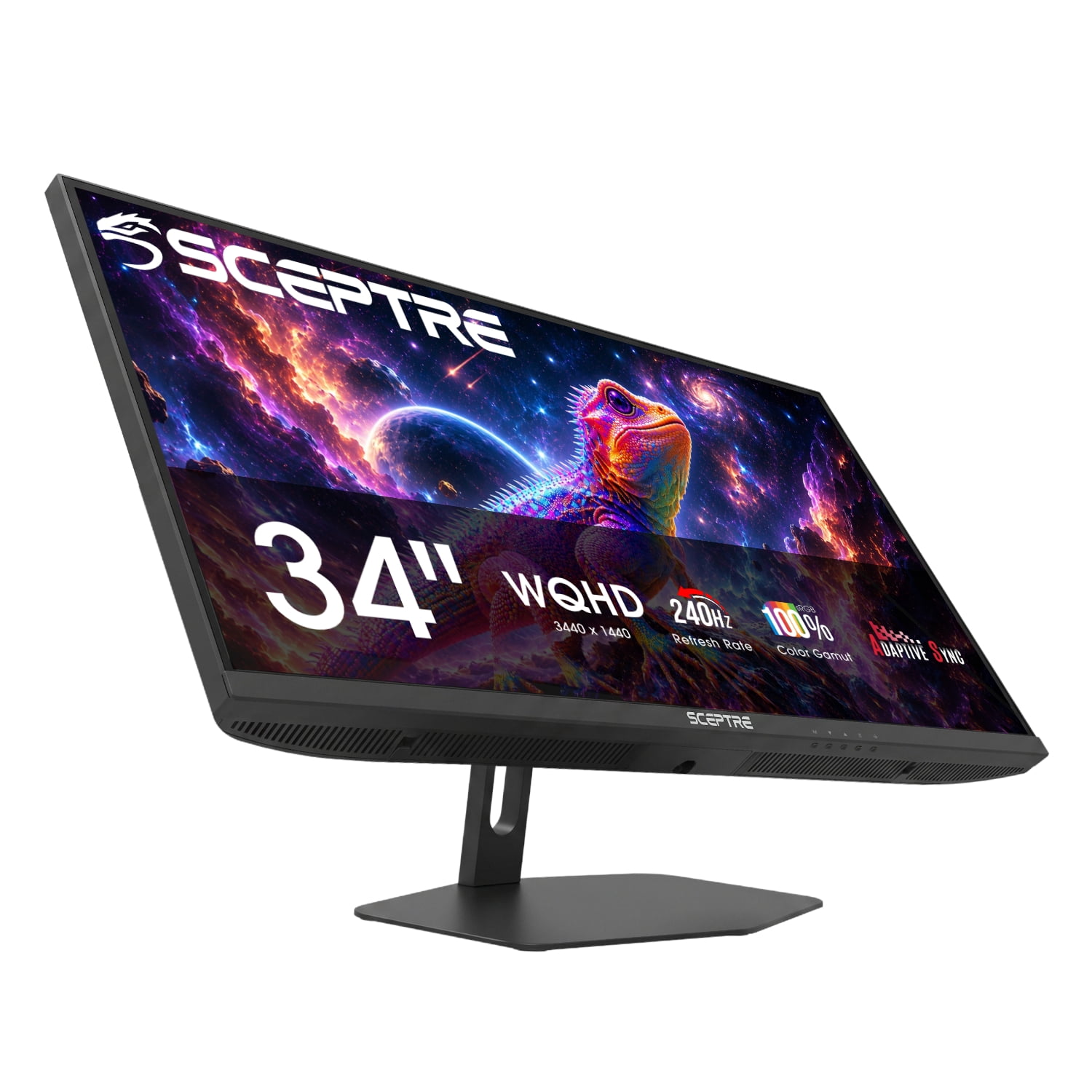 New! Sceptre 34-inch Prime Gaming Monitor 3440 x 1440 up to 240Hz 1ms 100% sRGB DisplayPort x2 HDMI x2 Build-in Speakers, Machine Black 2027 (E345B-QU240T Series)