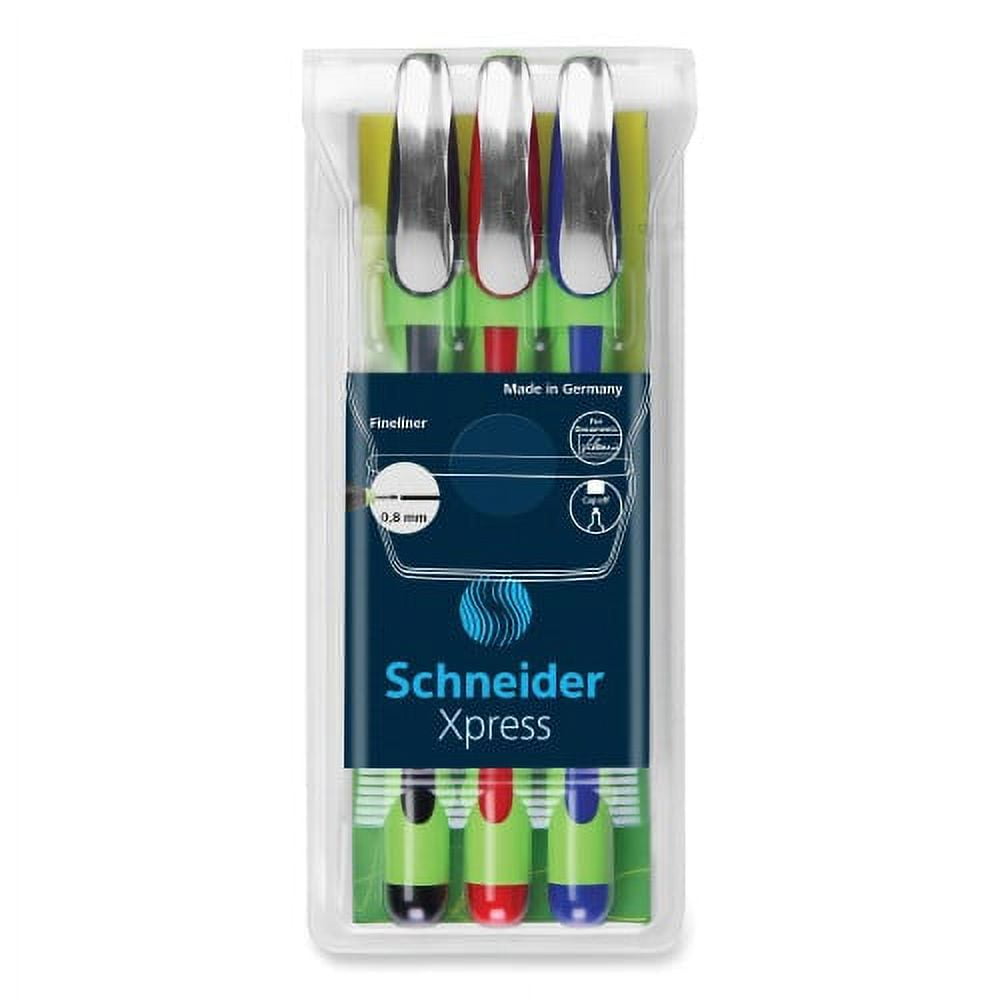 Schneider® Xpress Fineliner Porous Point Pen, Stick, Medium 0.8 mm,  Assorted Ink and Barrel Colors, 3/Pack