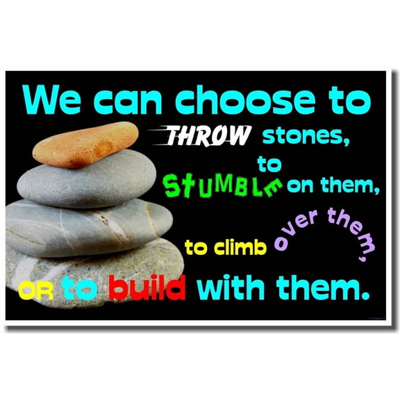 New School Classroom Motivational Poster - We Can Choose To Throw Stones