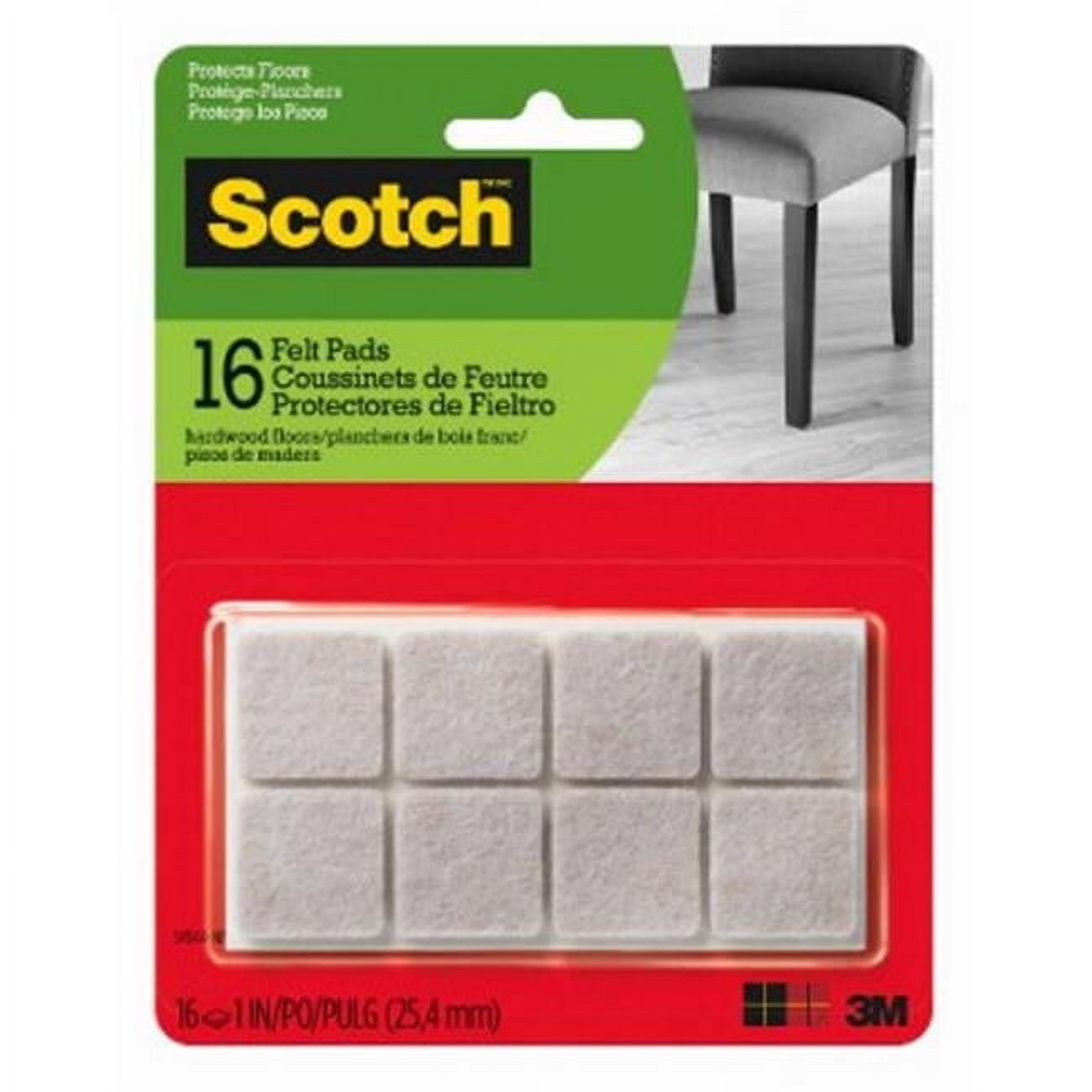 Scotch Beige 1-Inch Square Felt Floor Protectors