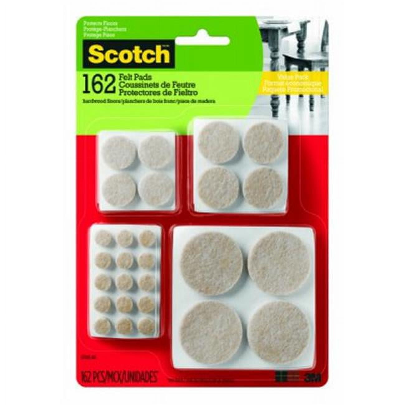 Scotch Beige Felt Furniture Pads Value Pack, 162 Pieces