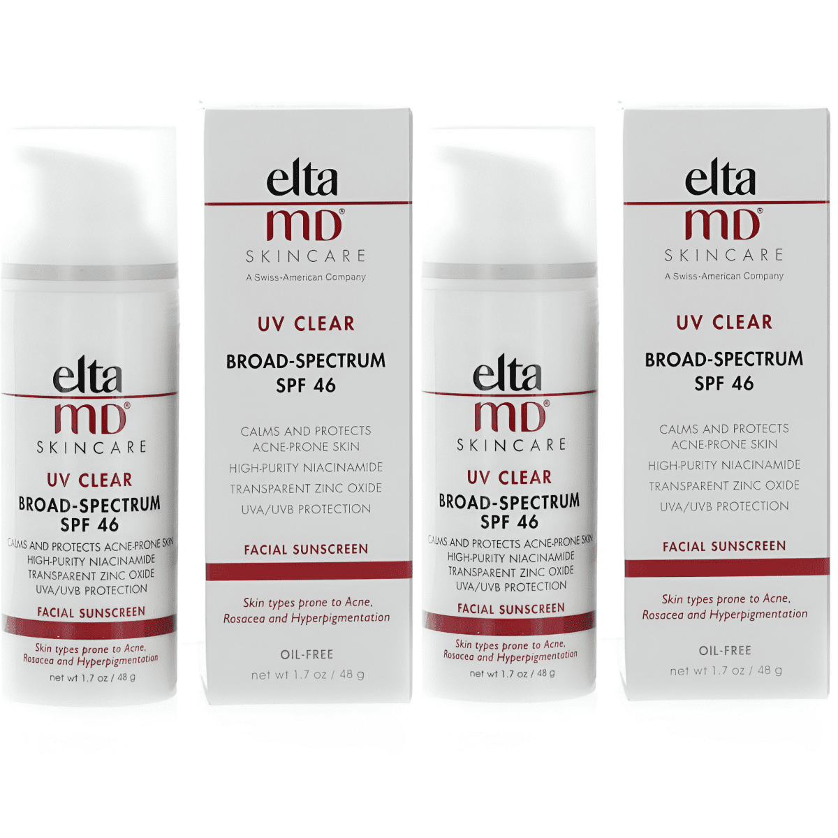 New Sealed 2 Pack Elta_M-D_UV Clear Broad Spectrum SPF 46 Facial Suncreen 1.7 oz/ 48 g EXP 07/26
