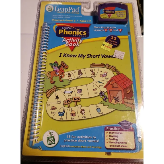 New Sealed Leappad Phonics Short Vowels Cartridge & Interactive Book Learning