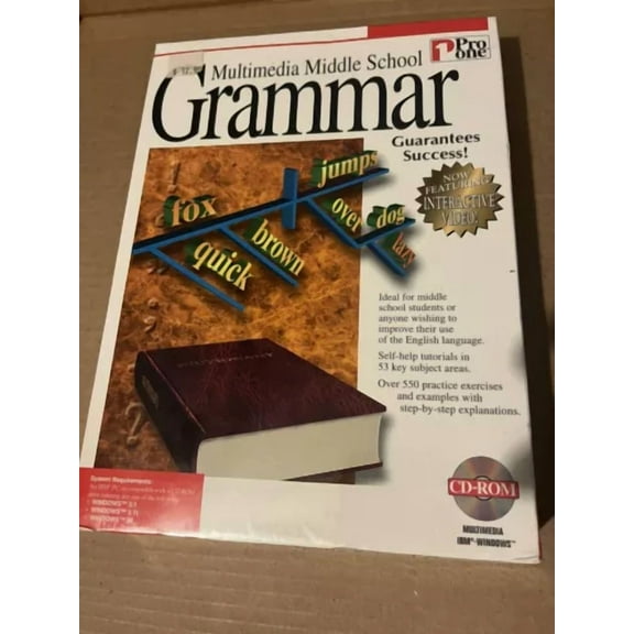 New/Sealed Vintage Computer Software - Multimedia Middle School Grammar Cd-Rom