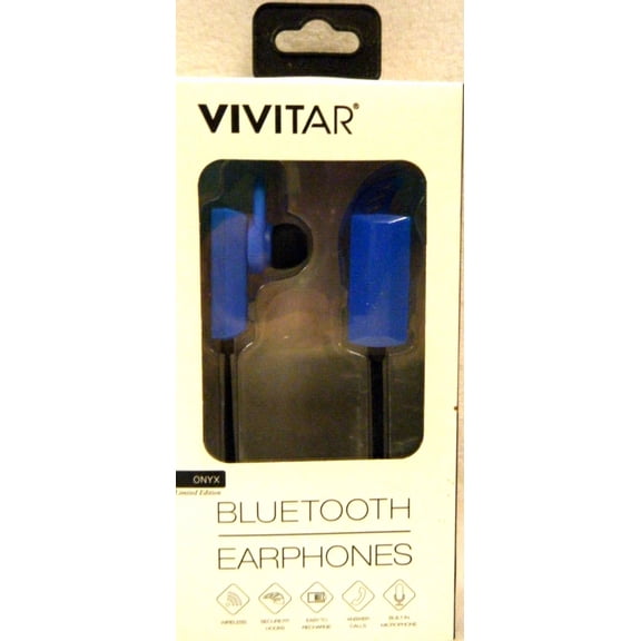 New & Sealed Vivitar Bluetooth Earphones Wireless 30 Foot Range - Blue Fast Ship