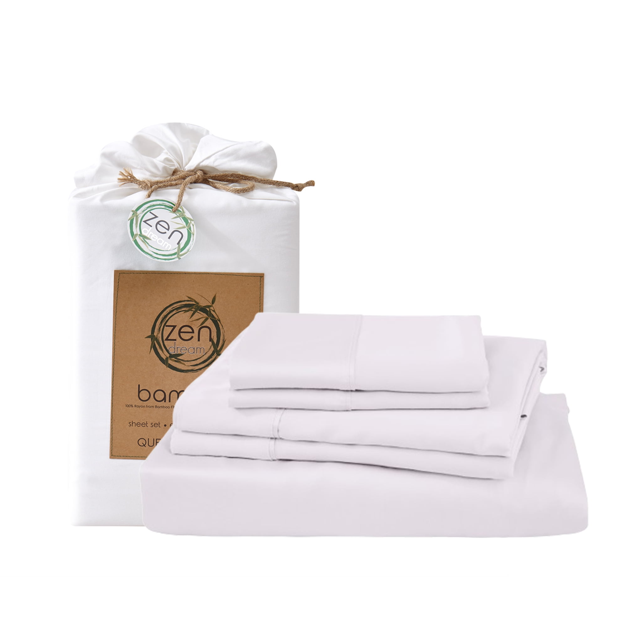 New Season Naturally Yours Bamboo Sheets Set - 100% Rayon from OEKO-TEX Certified Bamboo Fibre, Hypoallergenic & All-Weather, Includes Flat Sheet, Fitted Sheet, 2 Pillowcases.