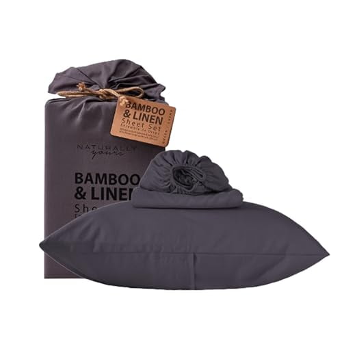 New Season Naturally Yours - Linen Sheet Set with Bamboo Blend (80% Rayon derived from Bamboo 20% Linen) - 4 Pieces Linen Sheets Set - 16" Deep Pocket Fitted Sheet Flat Sheet 2 Pillowcases