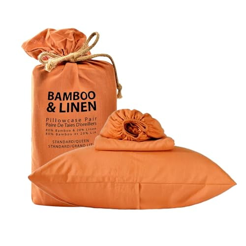 New Season Naturally Yours - Linen Sheet Set with Bamboo Blend (80% Rayon derived from Bamboo 20% Linen) - 4 Pieces Linen Sheets Set - 16" Deep Pocket Fitted Sheet Flat Sheet 2 Pillowcases