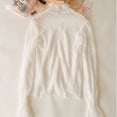 thumbnail image 1 of New See-through High Collar Mesh Mesh Sheer Long Sleeve T-Shirt Tops Ladies Tops See Through Blouse WHITE L, 1 of 1