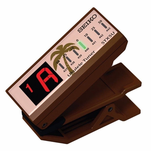 New Seiko Model STX5UCE Clip-On Adjustable Ukulele Tuner, Brown