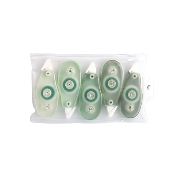 New Semester Creative Functional 5 Pack Double Sided Adhesive Tape Runner, 99FT Total Scrapbook Craft Glue Roller With Storage Pouch For Office Journaling Stationery Supply Storage Planning-(Green)