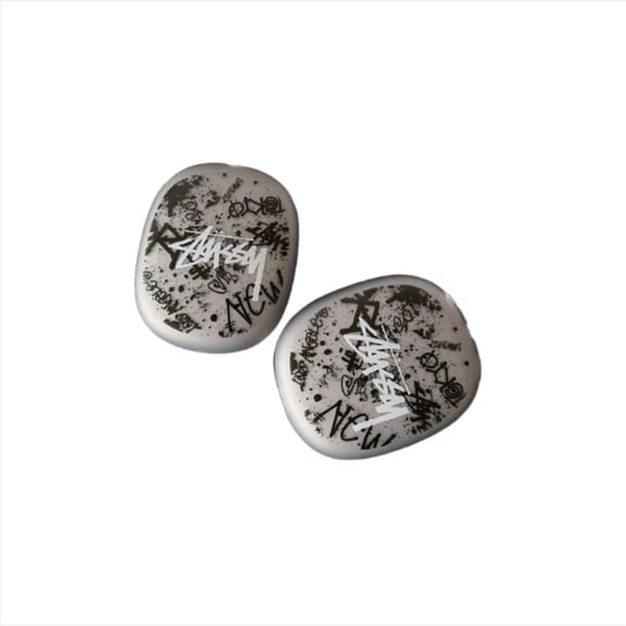 New Semi-Transparent Black Case for AirPods Max, Stussy Inspired Matte Soft Shell