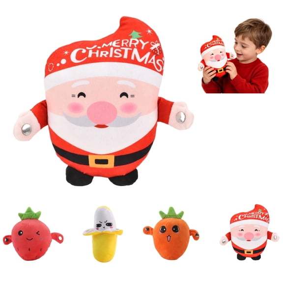 New Sensor Music Doll, Stuffed Doll Fruit Shape Happy Interaction Touch Sensitive Rich Sound Entertainment, 4 Modes, Parent-Ch---ild Interaction Fruit Sensor Beat Plush(Santa)