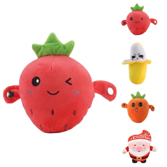 New Sensor Music Doll Stuffed Doll Fruit Shape Happy Interaction Touch Sensitive Rich Sound Entertainment 4 Modes Parent-Ch---ild Interaction Fruit Sensor Beat Plush(Strawberry)