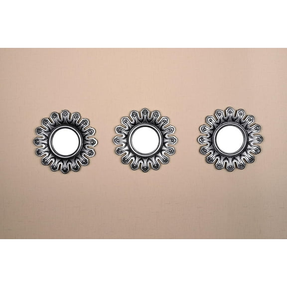 New Seperated 3 Piece Decorative Mirror Set, W Accent Display (Silver Crown)