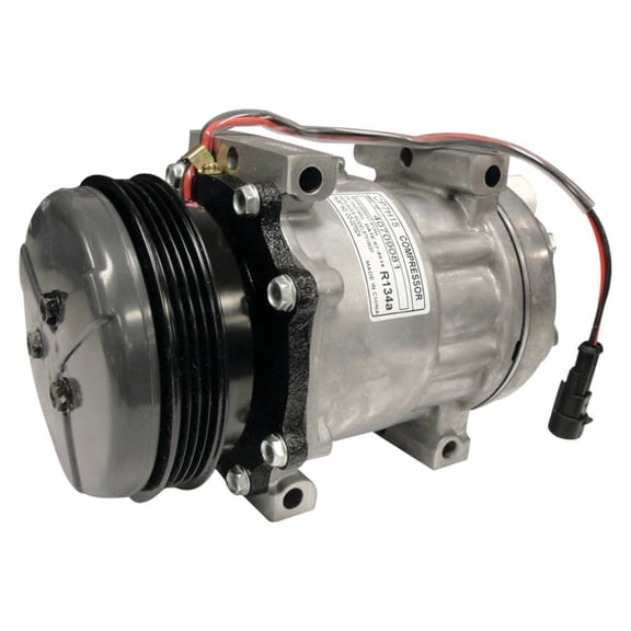 12V AC Compressor Compatible with T4020 T4030 T4040 T4050 T4060F T4060V T4020V T4030F T4030V T4040F T4040V Tractor 87519620 APPLICATION JXU75 JXU85 JXU95 JXU105 JXU115 T4020-T4060 65-T4