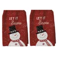 thumbnail image 1 of New Set Of 2 Winter Snowman Let It Snow Cotton Kitchen Dish Towels, Red, 1 of 3