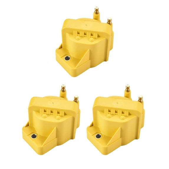 New Set of 3 Yellow Color Ignition Coil Pack Compatible with 1986 1987 Buick Century V6 3.8L Replacement for DR39 C849