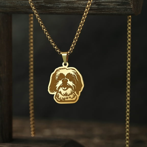 New Shih Tzu Animal Dog Necklace For Women Lovely Stainless Steel Simple Jewelry Cartoon Necklace Pendant