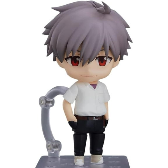 New Shinji Ikari Figure, Kaworu Nagisa Figure, q Version Replacement face Standing movbale Figurine 10cm/3.9inch Handmade PVC Collectible Craft Gift (b)