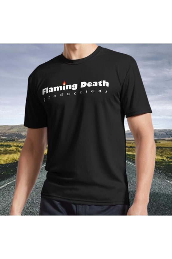 New Shirt Flaming Death Productions logo Active T-Shirt Funny Size S - 5XL