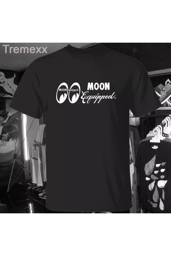 New Shirt Mooneyes Moon Equipped Logo T-Shirt Funny Made In USA S to 5XL