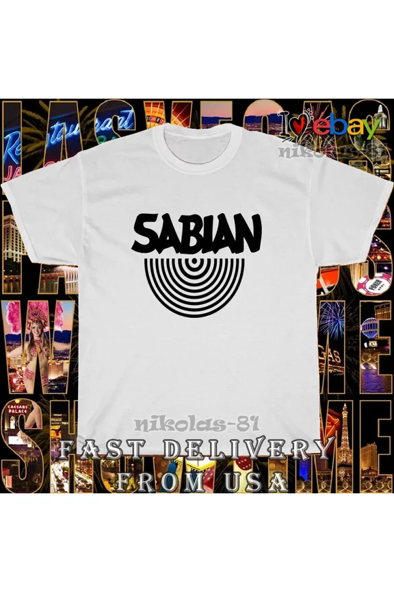 New Shirt Sabian Cymbals Drums Music Logo Men's T-Shirt American Tee Shirt Men