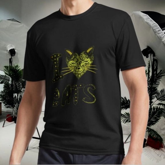 New Shirt i love cats Active T-Shirt Funny Size S to 5XL