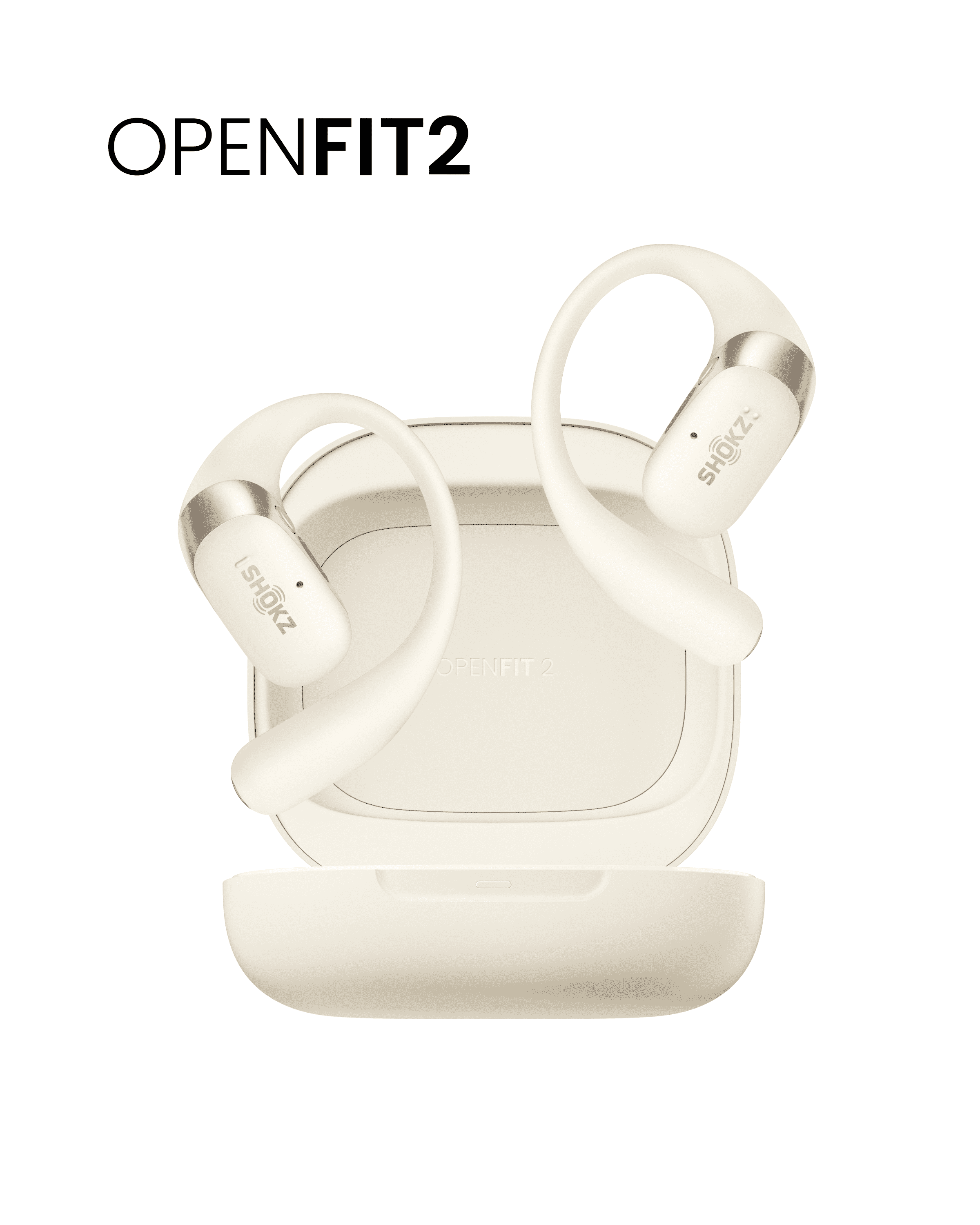 【美品】Shokz OpenFit 2 ベージュ　ワイヤレスイヤホン New Shokz OpenFit 2 - Open-Ear Wireless Bluetooth Headphones