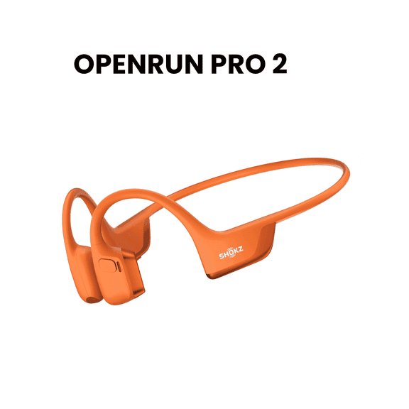 New Shokz OpenRun Pro 2 - Open-Ear, Bone Conduction Sport Headphones - Sweat Resistant, Workout Headphones with 30ft Bluetooth - Secure, Comfortable Fit - Deep Bass and Smart Mic - SHOKZ App (Orange)