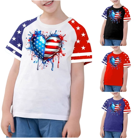 New Short Sleeve Shirts for Girls Toddler Kids Boy and Girl Fashion Cute Round Neck Print Short Sleeve T Shirts for Boys