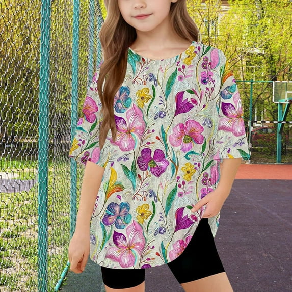 New Short Sleeve Tops Girls Toddler Kids Boys Fashion Cute Solid Color Loose Soft Short Sleeve T Shirts for Girls