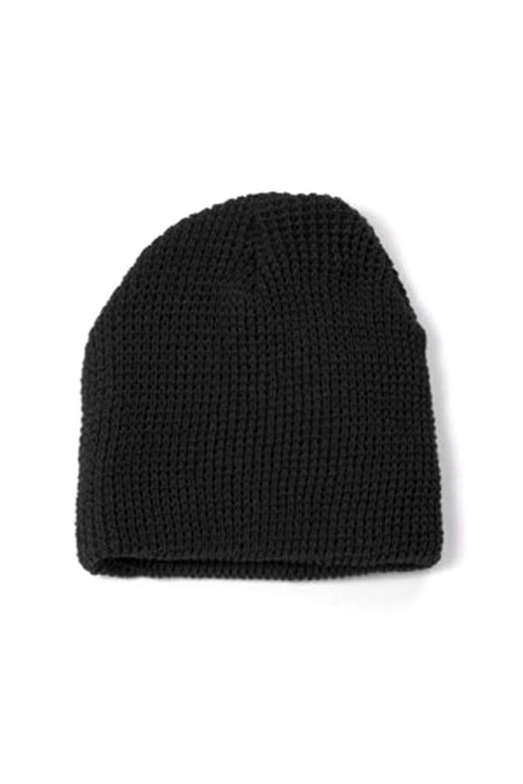 New Short Waffle Beanie , Black