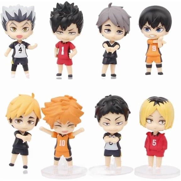 New Shoyo Hinata, Kouhei Sugawara, Ryouta Kageyama Figure, 8pieces q Version Action Figures 8cm/3.1inch Anime Model Statue Collection Decoration Gift