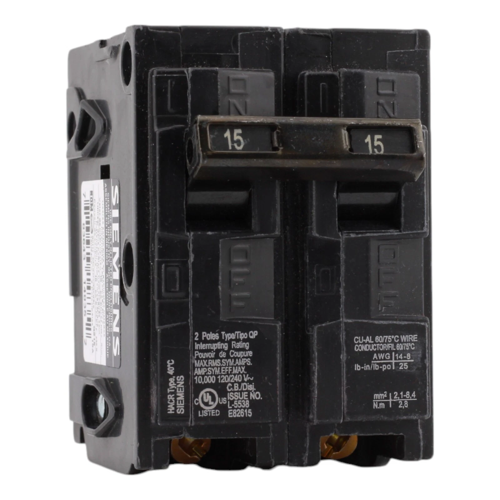New Siemens Q215 15 Amp 120/240 Volts 2 Pole Thermal Magnetic Circuit Breaker